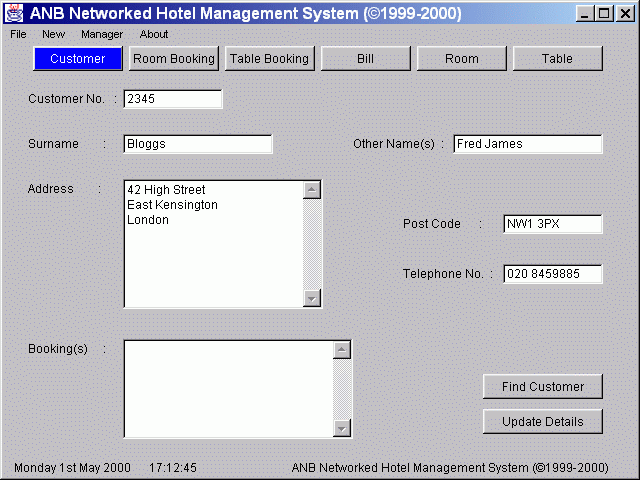 Figure 5.1 : A screenshot showing the tabbed panes of the display window